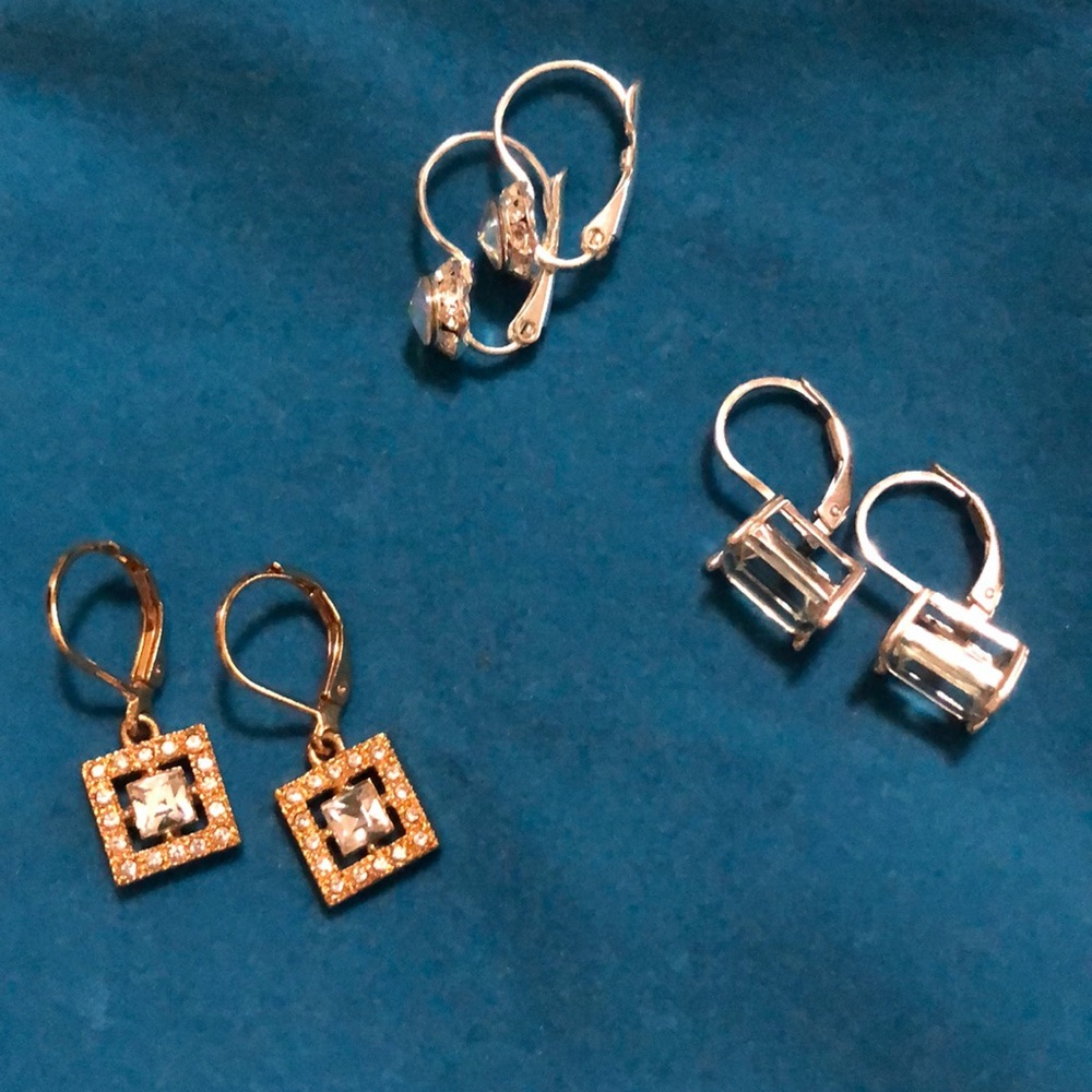 3 pairs of crystal- diamond(not real) earrings